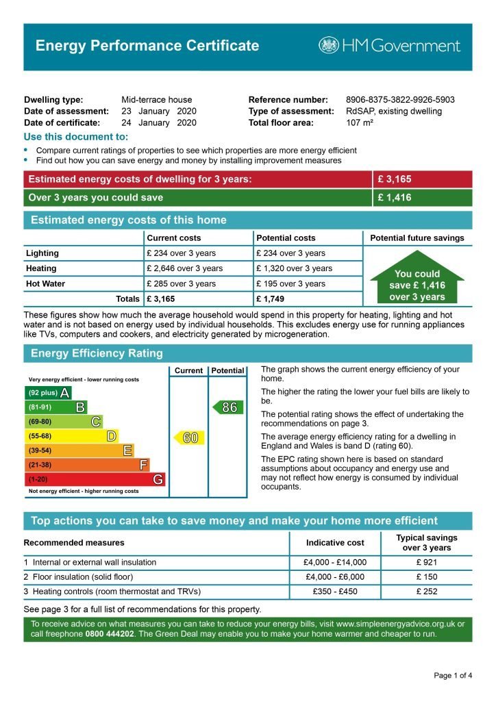 EPC for cavity wall insulation